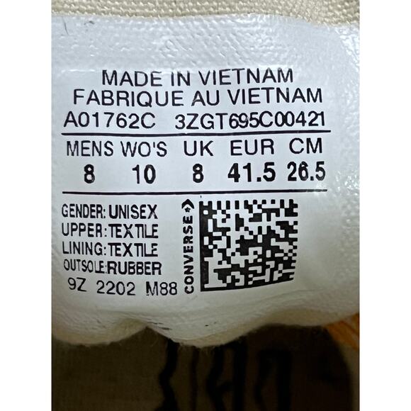 Converse Chuck 70 Come Tees Star Light Path Orange High Tops Men’s 8 Women’s 10 - Picture 3 of 9